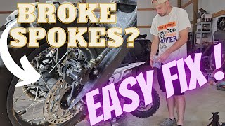 How to Replace Broken Spokes and True your Dirtbike WheelCheapEasy and Fast [upl. by Ardnasil]