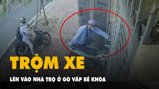 Camera ghi hình trộm lẻn vào nhà trọ ở Gò Vấp dẫn xe máy ra ngoài bẻ khóa [upl. by Mauldon569]