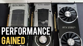 GTX 980 Ti vs RTX 2080 Ti vs 1080 Ti  Percentage Gained [upl. by Osrock]