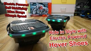 Learn to skate in 5 minutes electric powered self balancing Hover shoes [upl. by Aivart]