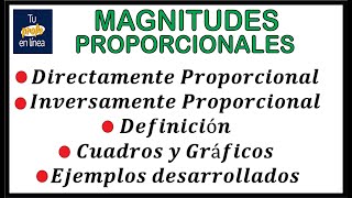 MAGNITUDES PROPORCIONALES 01 Definición gráficos y ejemplos [upl. by Haramat]