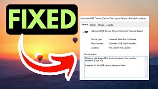 Unknown USB Device Device Descriptor Request Failed FIXED [upl. by June735]