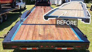 Sealed my NEW 2 car trailer deck with used oil amp diesel Cost  20 [upl. by Kamillah]