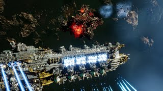 Imperial Navy vs Orks  Skalgrim Mod  4K Quality  Battlefleet Gothic Armada 2 [upl. by Pepillo691]