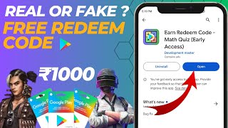 Earn Redeem Code Math Quiz App Real Or Fake  Free Redeem Code  New Redeem Code App [upl. by Isman14]