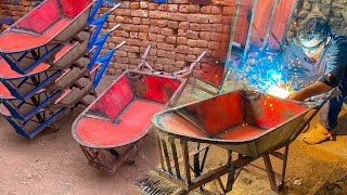 How Wheelbarrows Are Made In Factory  Manufacturing of 100 Wheelbarrows  How To Make Wheel Cart [upl. by Tulley]