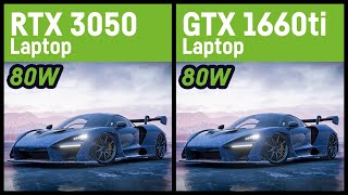 RTX 3050 80W vs GTX 1660ti 80W LaptopNotebook [upl. by Ajet274]