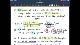 Solution Concentrations MassVolume mv Percent [upl. by Crystal335]