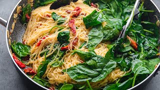 15 Minute Spinach and Sun Dried Tomato Angel Hair [upl. by Alicul]