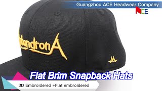 Custom Flat Brim Snapback Hats Embroidery Flat Bill Baseball Cap [upl. by Erlandson]