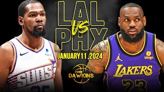 Los Angeles Lakers vs Phoenix Suns Full Game Highlights  January 11 2024  FreeDawkins [upl. by Htinnek484]