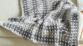 HAND KNIT A CHUNKY BLANKETCRISS CROSS STITCHCROSS OVER STITCH [upl. by Iznil]