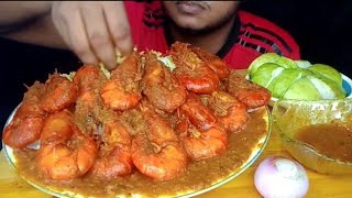 Spicy Prawn Shrimp Curry With Rice amp Gravy Eating Show [upl. by Benny819]