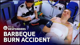 Patient Suffers Burn Injury After BBQ Accident  Inside The Ambulance Marathon  Real Responders [upl. by Tram]