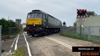 Light Class 47 Winthorpe Level Crossing 21102024 ftEWSTrains [upl. by Rama557]