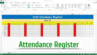 How to Create Attendance Register in Excel  Attendance Sheet in Excel [upl. by Htiekram]