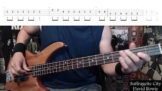 Suffragette City by David Bowie  Bass Cover with Tabs PlayAlong [upl. by Nur]