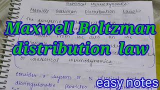 quotMaxwell Boltzmann Distribution lawquotphysical chemistry statical thermodynamics MSc amp BSC [upl. by Naltiak]