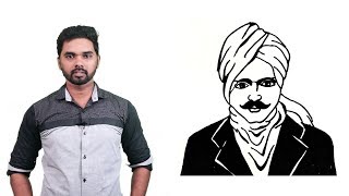 How to draw Bharathiyar Drawing Step By Step  Subramania Bharati Drawing [upl. by Aerdnahs74]