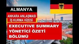 Almanya Ankara Anlaşması Vizesi İş Planı Yazımı Executive SummaryYönetici Özeti Bölümü [upl. by Ettennaej]