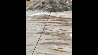 FIRE FIGHTING UNIT RESCUES MAN STUCK ON ROCK IN TUNGA RIVER SHIMOGA [upl. by Atinihc779]