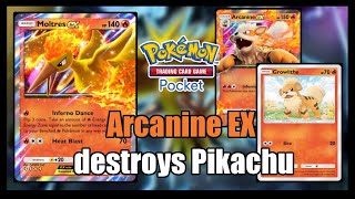 Arcanine EXs damage output is ridiculous Anti Pikachu EX  Pokemon TCG Pocket deck profile [upl. by Rednirah70]