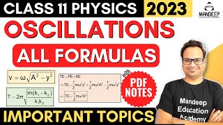 Oscillations Class 11 all Formulas With PDF Formula Sheet  Class 11 Physics Final Exam 2023 [upl. by Ollopa]