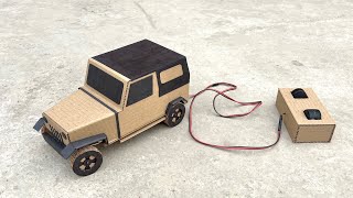 How to make RC jeep car with cardboardcardboard wheels and non switch remote control [upl. by Irahcaz]