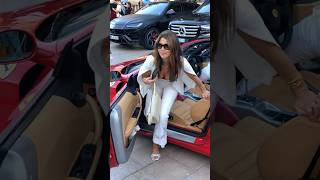 Gorgeous billionaire lady getting out her Ferrari at Casino billionaire monaco luxury lifestyle [upl. by Yelssew]