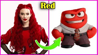 DESCENDANTS THE RISE OF RED Characters And Their Favorite INSIDE OUT Emotions amp Guess The Voice [upl. by Rothwell]