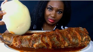 Asmr mukbang Massive fish pepper soup with fufu [upl. by Siri]