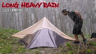 SOLO CAMPING HEAVY RAIN  BUILD SHELTER IN LONG HEAVY RAIN  ASMR [upl. by Corie]