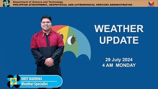 Public Weather Forecast issued at 4AM  July 29 2024  Monday [upl. by Val]