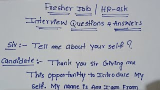 Freshers hr ask common interview questions and answers all answers at one video [upl. by Aztirak623]