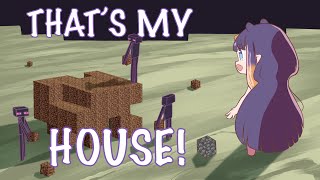 Ina Reacts To Endermen Stealing Her House Hololive Animation [upl. by Barnabe]