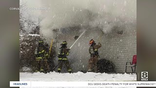 Crews battle structure fire in Corvallis [upl. by Llesram38]