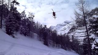 Helicopter Mountain Rescue off Piste  Zermatt Switzerland [upl. by Chapnick]