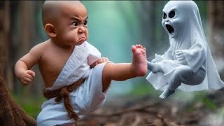 LITTLE MONK SO CUTE  GHOST AND MONK foryoucutecutelittlemonk pleasesubscribeviralvideofunny🥰😍 [upl. by Tymothy]