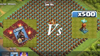 1000 MAX HOG RIDER VS 500 MAX TESLA TOWER  ATTACK Gameplay  CLASH OF CLANS [upl. by Akemot]