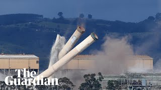 Hazelwood power station chimneys demolished [upl. by Gainor19]