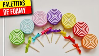 ▶️ PALETAS DE FOAMI 🍭 PIRULETAS DE GOMA EVA ◀️ Decoración de Baby Shower 🍥 HaunterMake [upl. by Ahsinac]