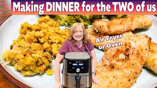 DINNER WITH THE TWO OF US Chicken Tenders Broccoli Stuffing Air Fryer [upl. by Jenesia928]