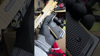 quotSIG SAUER 1911 Emperor Scorpion CO2Powered Air Pistol Rapid Fire Can Crusher [upl. by Goer]