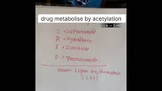 drugs metabolise by acetylation in liver gpat2024 gdc carewellpharma pharmacology acetylation [upl. by Rep]