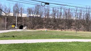 Norfolk Southern RR westbound intermodal train ascends East Slope nr Brickyard crossing Altoona [upl. by Tereve114]