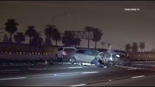 CAUGHT ON CAMERA MultiCar Freeway Wreck RAW FOOTAGE  Los Angeles [upl. by Echo]