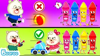 Bearee Tales 🐾 Bearee Be Kind to Crayons 😥 Learn to Be a Good Kid  Education Cartoons for Kids [upl. by Sucramej]