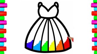 Drawing and Coloring Cute Rainbow Dress👗👡❤️ Drawings For Kids [upl. by Rumit264]