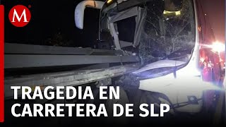 Choque entre tráiler y autobús de pasajeros deja 11 heridos en SLP [upl. by Rees]