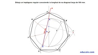 1 Dibuja un heptágono regular conociendo la longitud de su diagonal larga de 100 mm NUEVO MÉTODO [upl. by Janine]